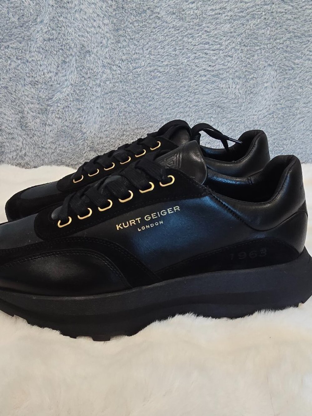 Kurt Geiger Gaspar Black Leather and Suede Upper Men's Size 43 or US 9.5 NEW